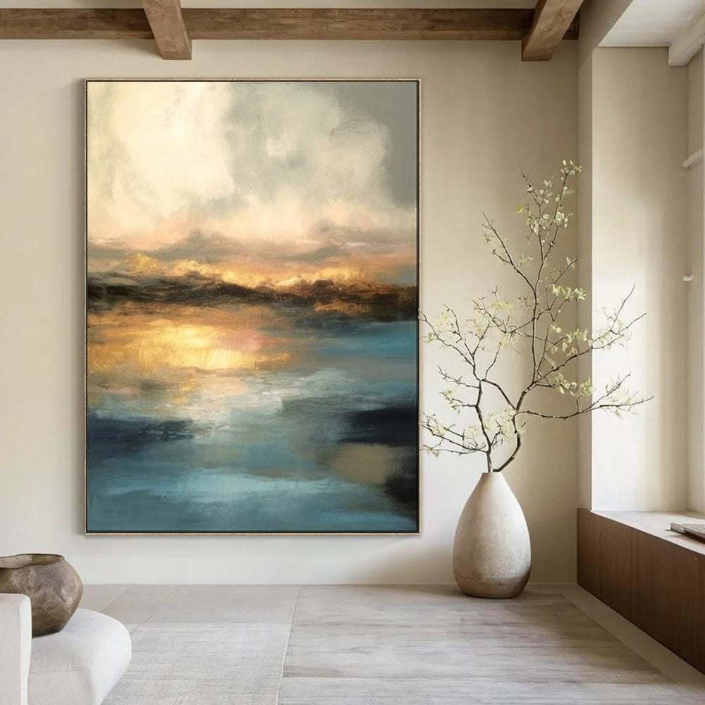 sunset gold abstract painting design 2